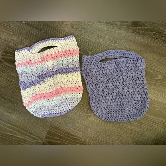 Crochet Small Tote Bags in Pastel and Purple - Picture 2 of 2